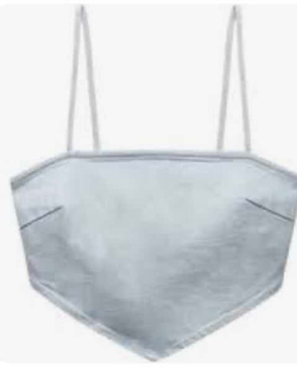 Zara Festival Boho Denim Triangle Crop Top Tank Blue Size Small